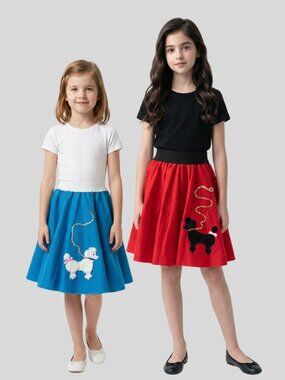 Costume Girls Set of 2 Felt 50s Poodle Skirts Whimsical Retro Sock Hop Halloween